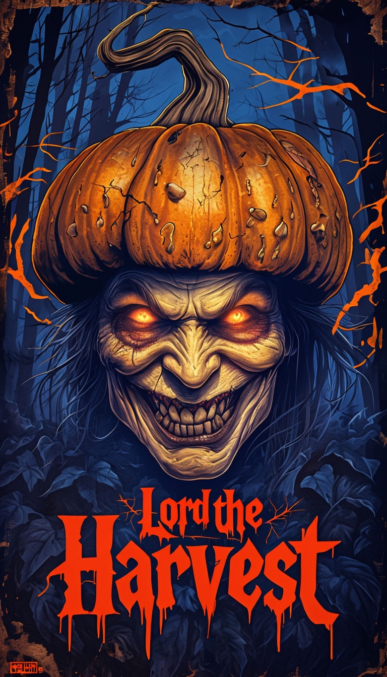 Sinister Lord of the Harvest Halloween Horror Art Poster