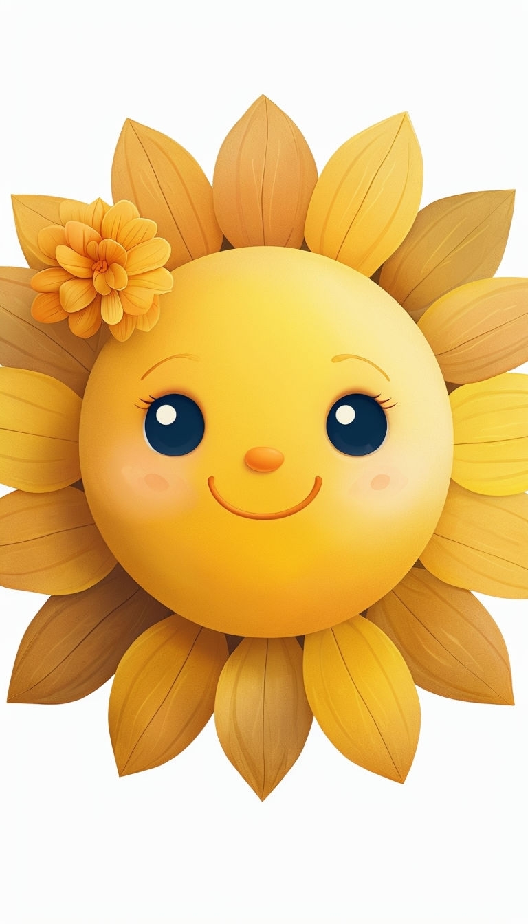 Cheerful Cartoon Sunflower Character Illustration Mobile Wallpaper