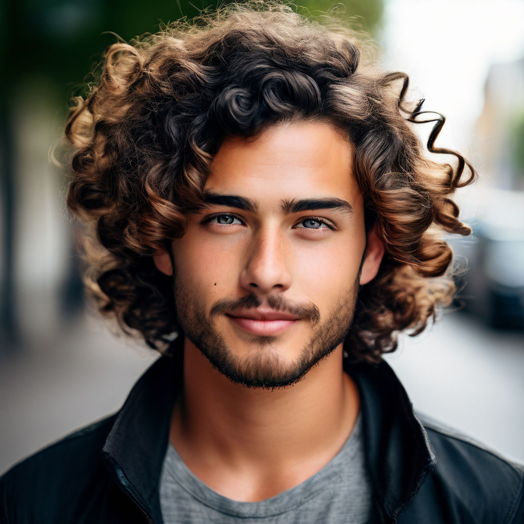 a 27-year-old Latino man with a slightly fat complexion and medium-long curly  hair