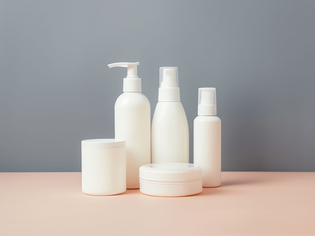 Elegant Minimalist White Bottles Product Photography Mockup