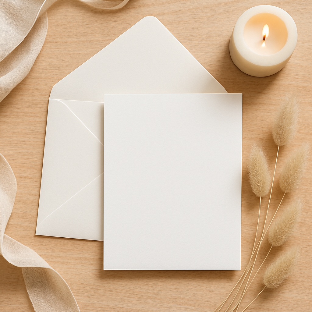 Minimalist White Stationery Still Life Photo Mockup