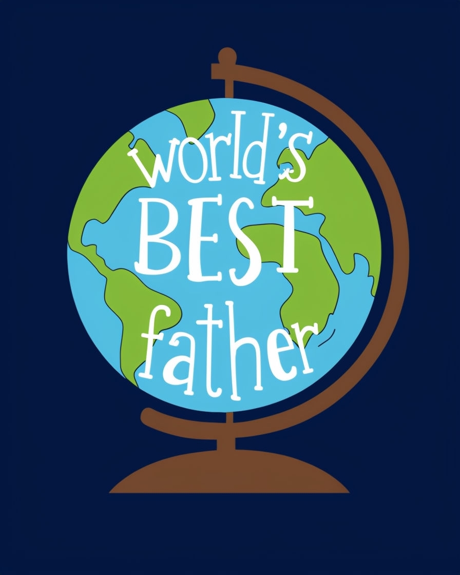 World's Best Father Globe Illustration Card Design