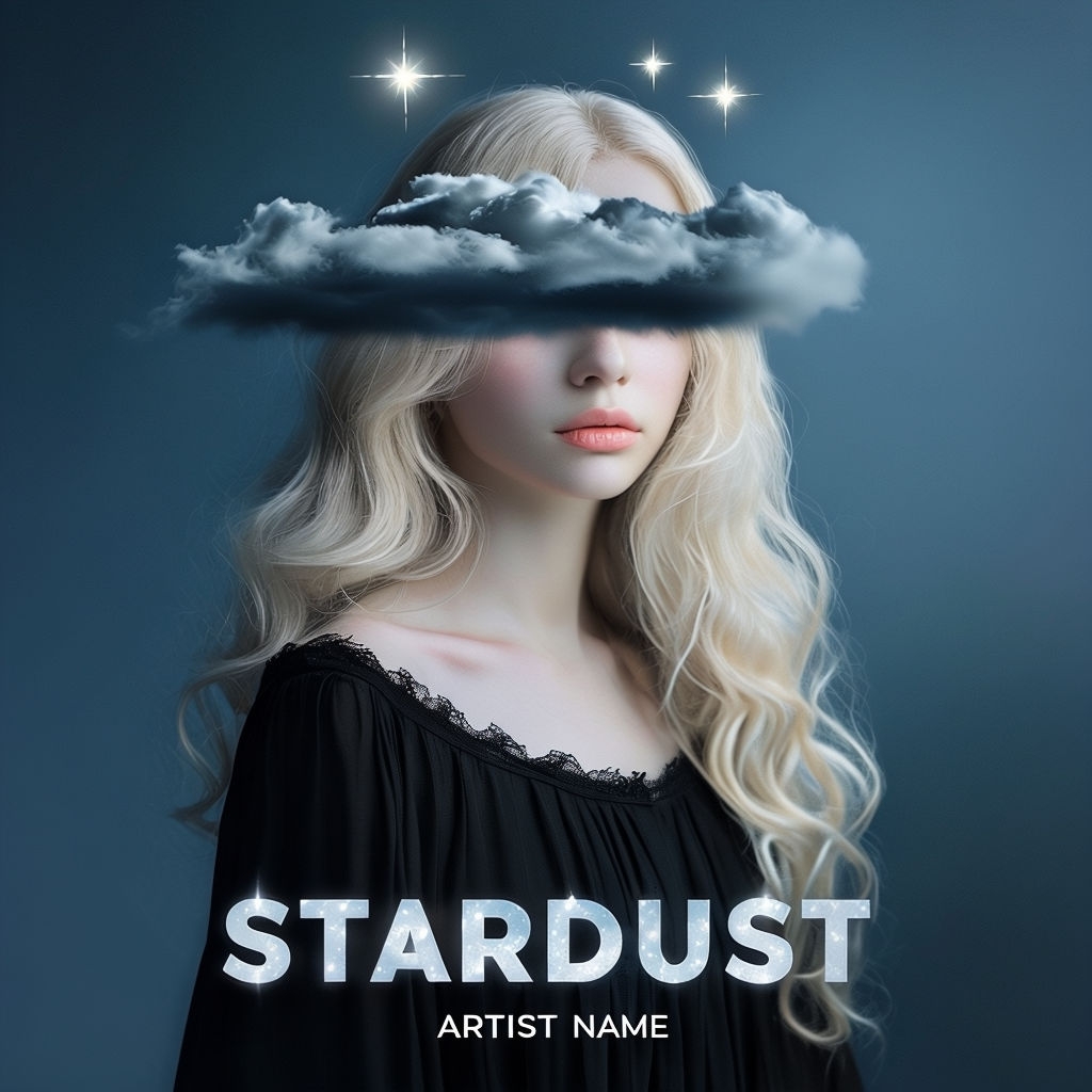 Ethereal Stardust Portrait with Cosmic Elements Album Cover