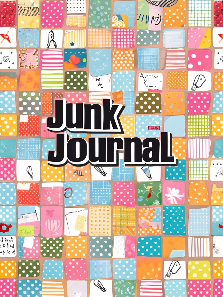 Colorful Patchwork Junk Journal Design with Playful Doodles EBook Cover