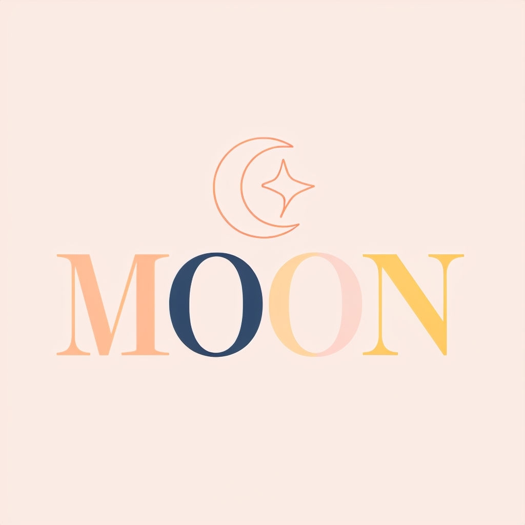 Colorful Minimalist Moon Logo Design with Star Element