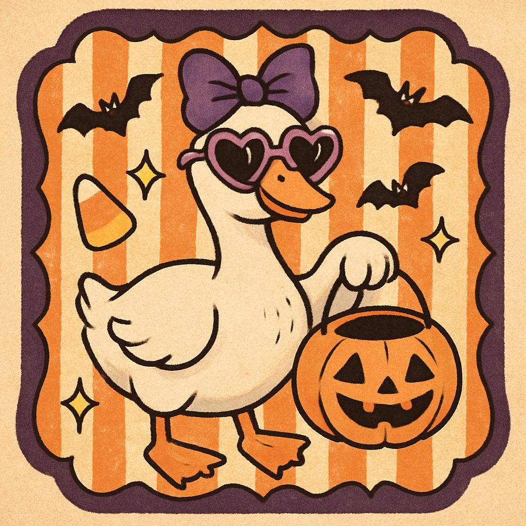 Whimsical Halloween Duck with Pumpkin and Bats T-Shirt
