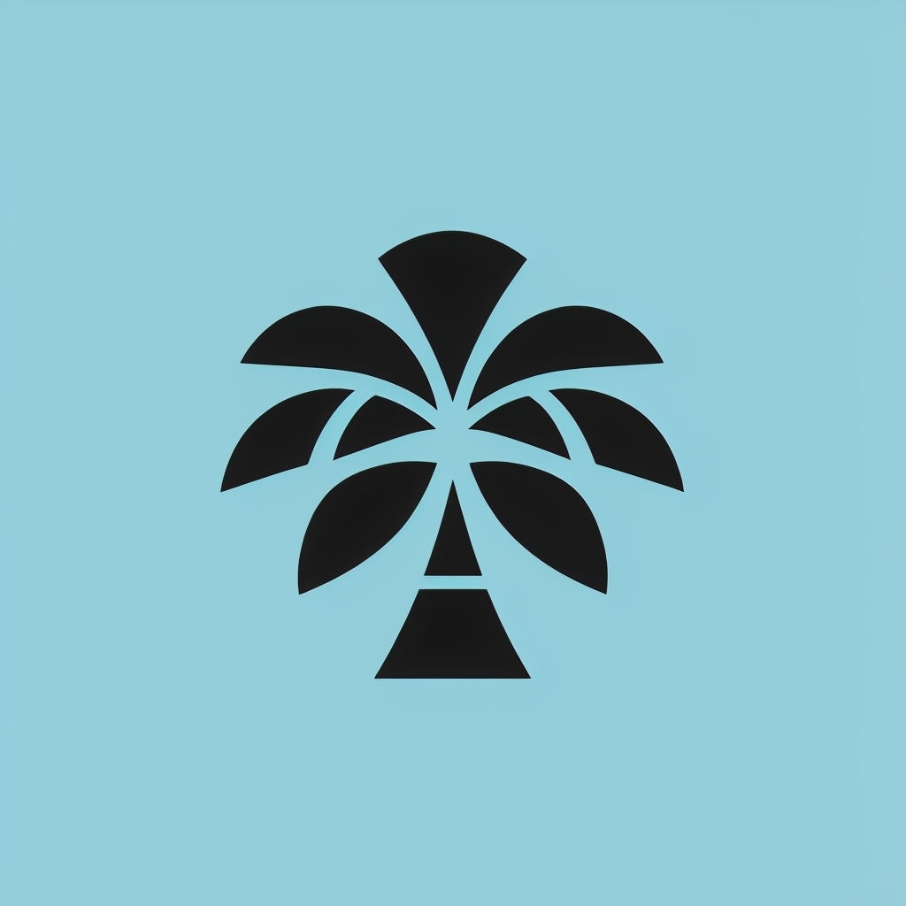 Stylized Black Palm Tree Minimalist Logo Design