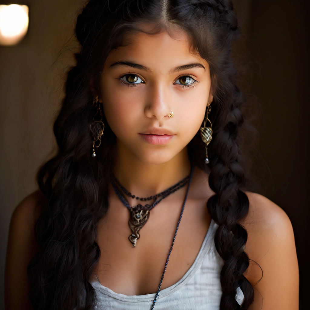 15 year old girl with long black hair tied up and dark brown... by ...