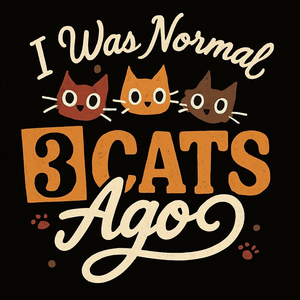 Playful Cartoon Cat Faces with Humorous Text T-shirt