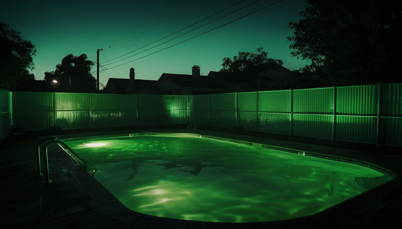 Mysterious Nighttime Outdoor Pool Scene Virtual Background