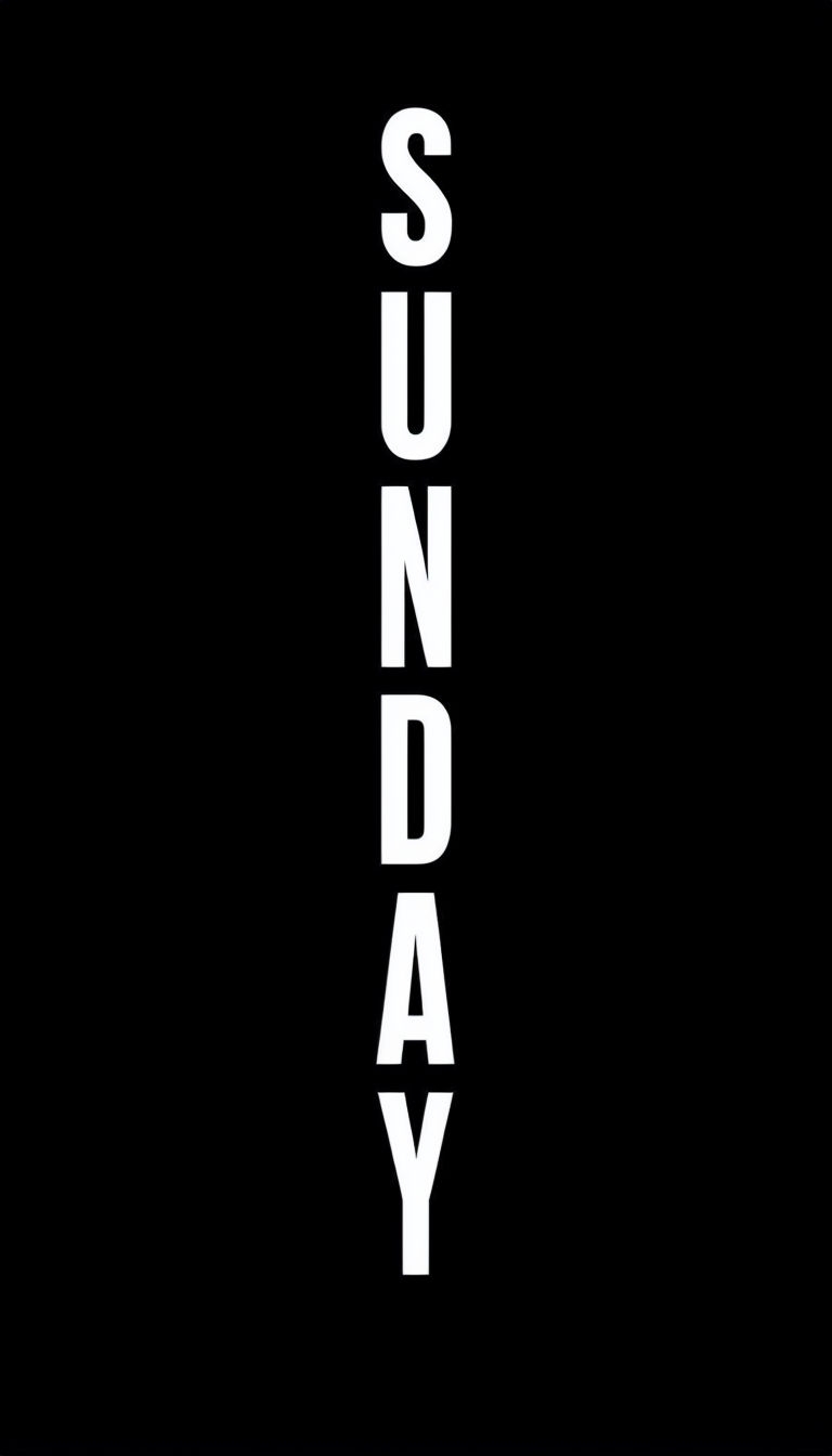 Bold White SUNDAY Typography on Solid Black Poster - Playground