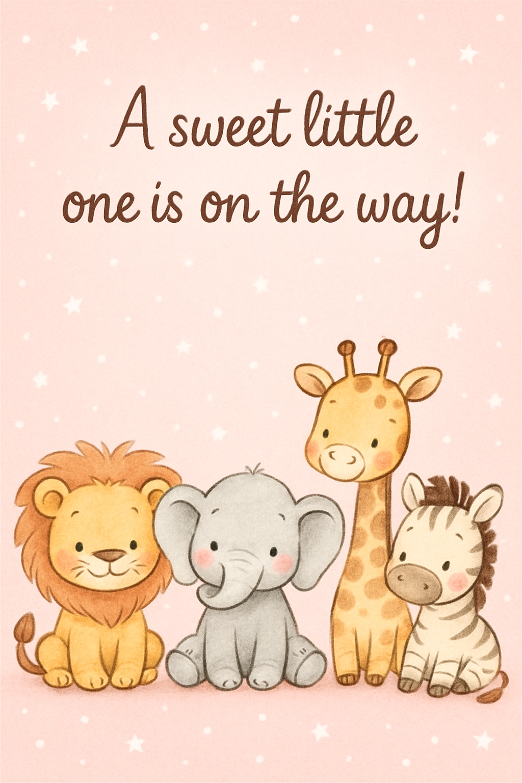 Adorable Safari Animals with Sweet Baby Arrival Message Card