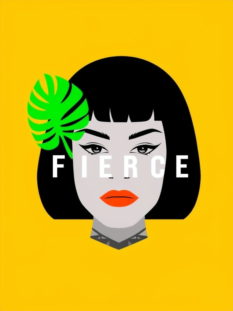 Fierce Chic Woman Portrait with Bold Colors T-Shirt