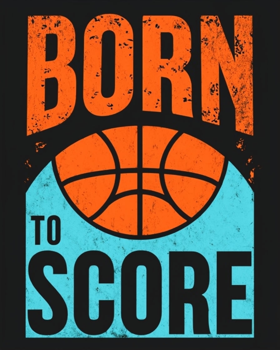 Vintage BORN to SCORE Basketball Graphic Motivational T-Shirt