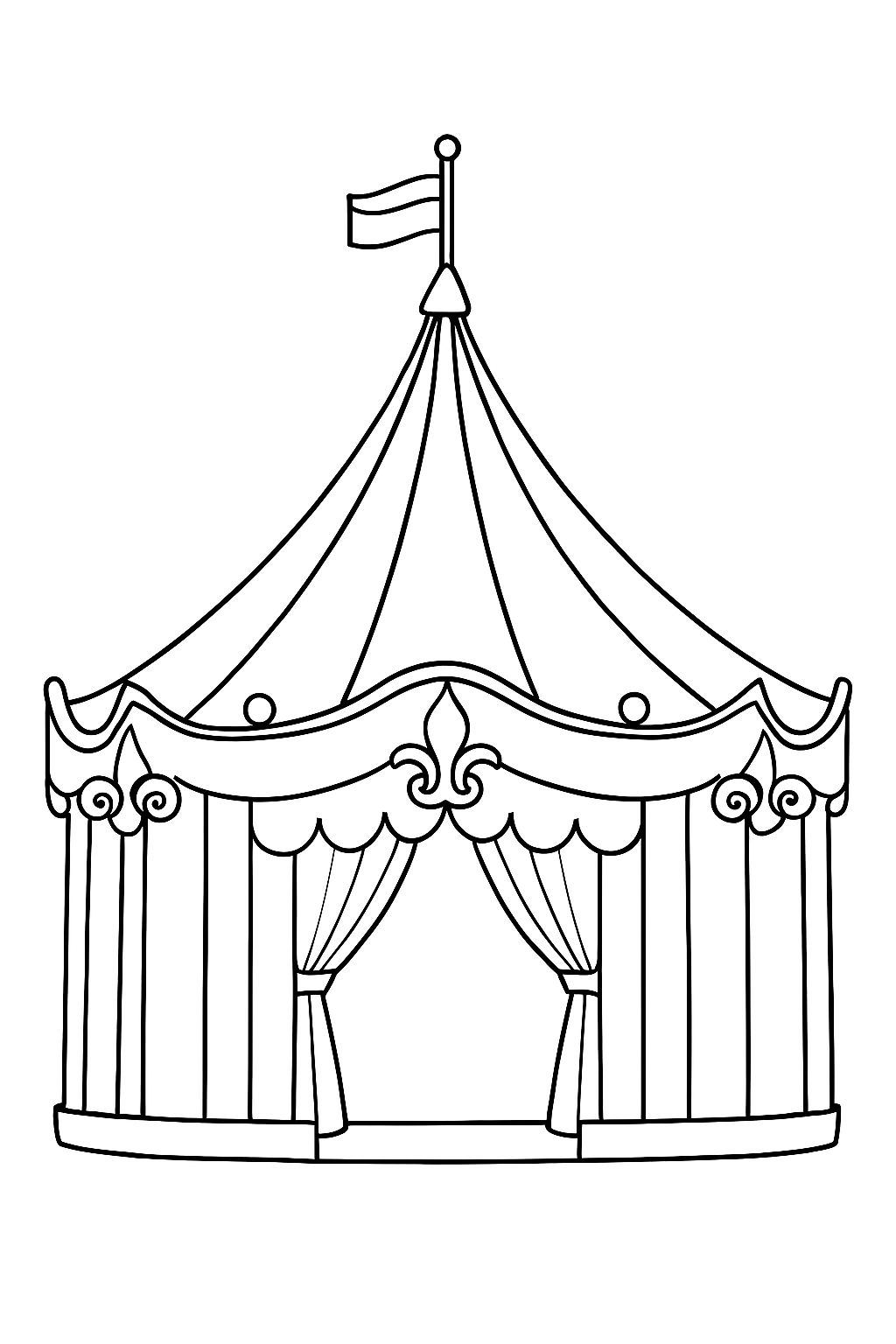 Ornate Circus Tent Line Drawing for Coloring Book Pages