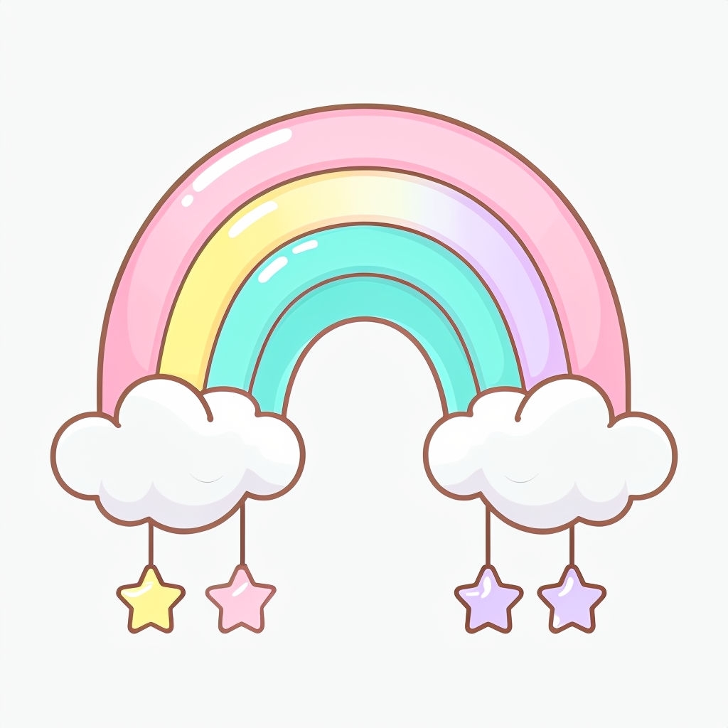 Pastel Rainbow Whimsical Cartoon Illustration Art