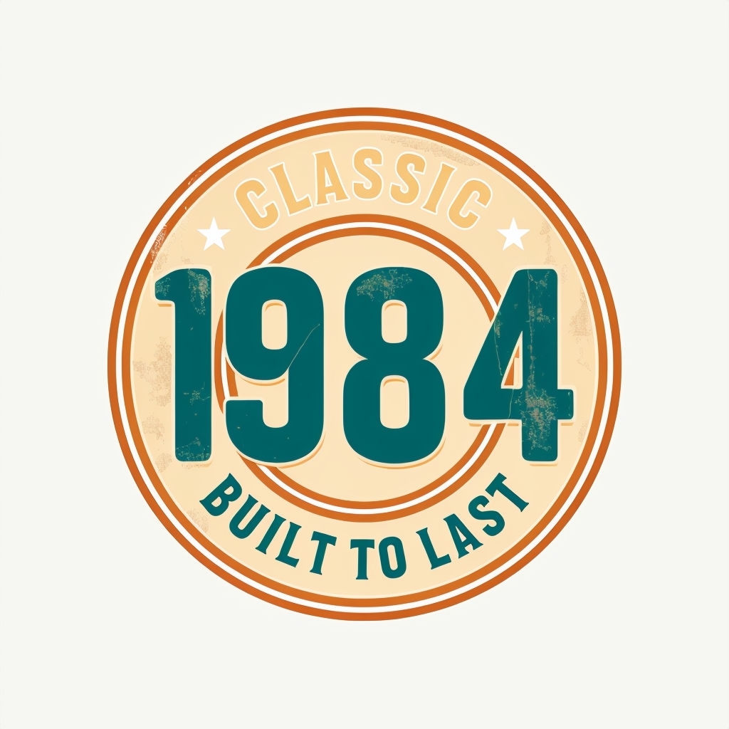 Retro Classic 1984 Emblem with Vintage Aesthetic Sticker
