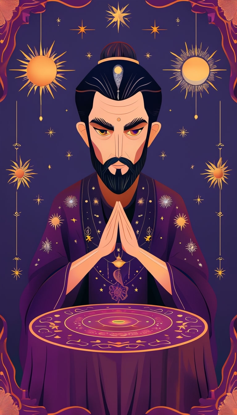 Elegant Mystic Fortune Teller Illustration Art
