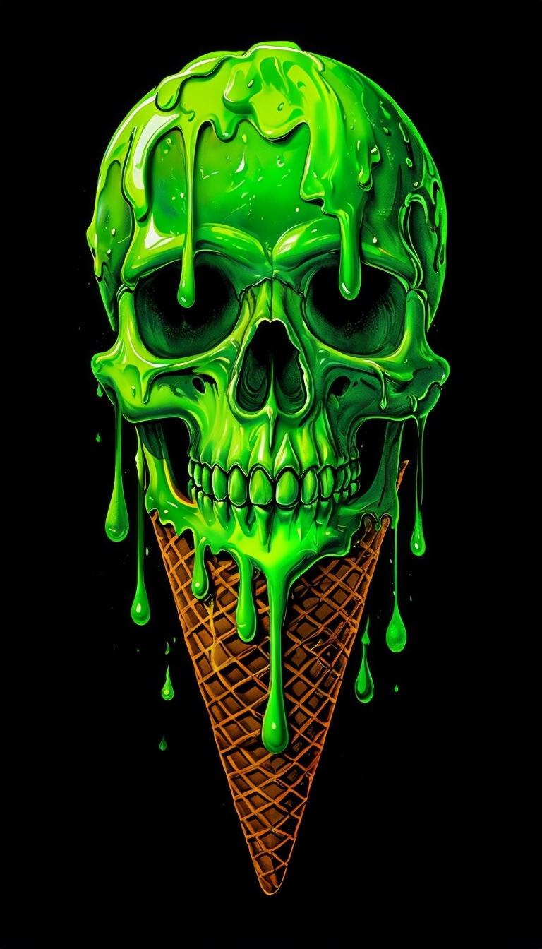 Surreal Skull Shaped Ice Cream Cone Digital Art Phone Case Cover