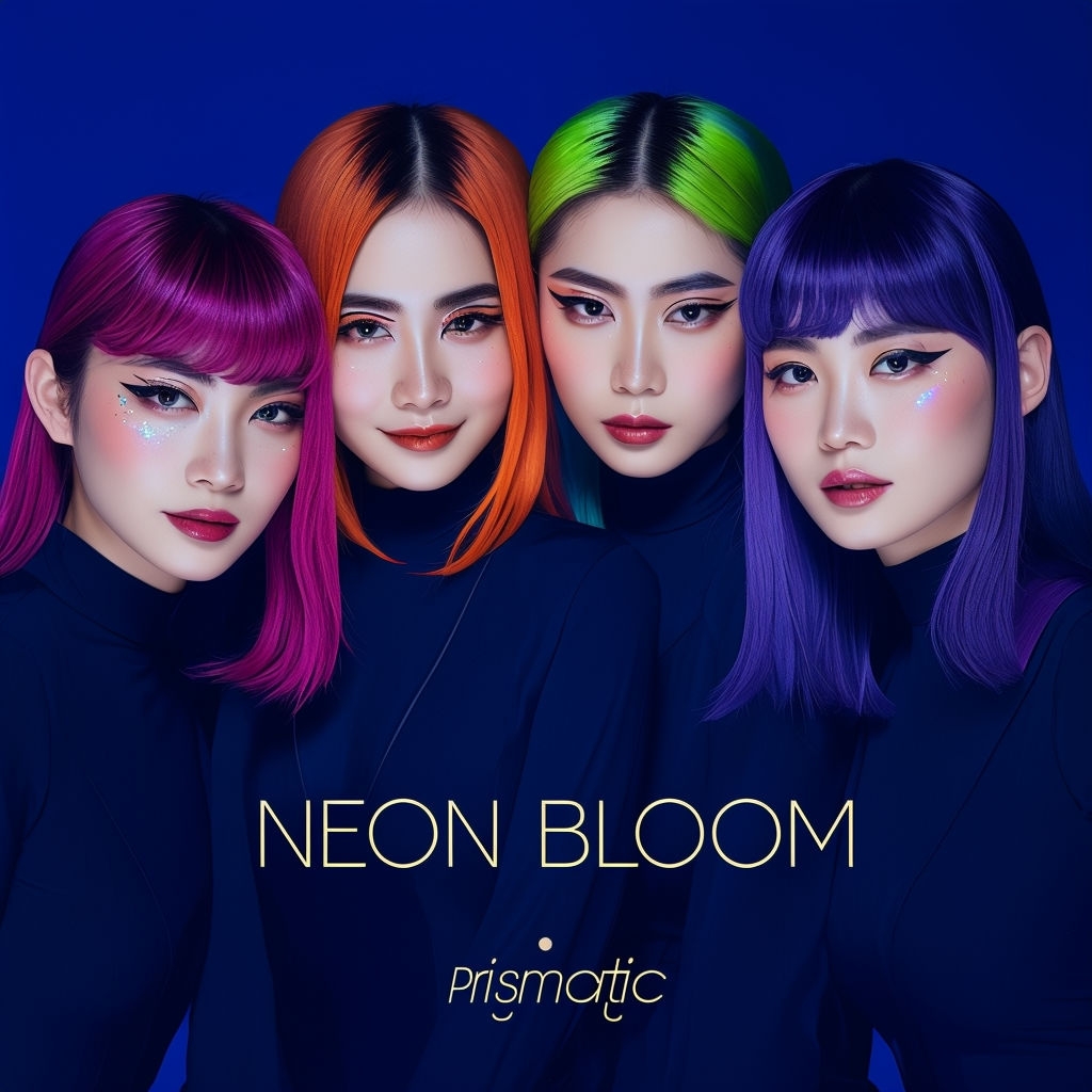 Vibrant Minimalist Japanese Pop Band NEON BLOOM Album Cover