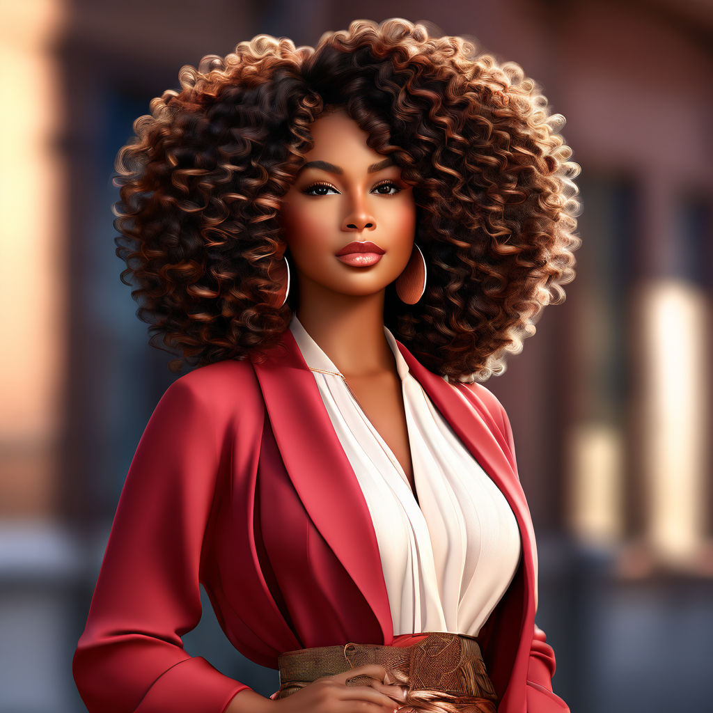 Ultra Beautiful African American business woman with big beautiful