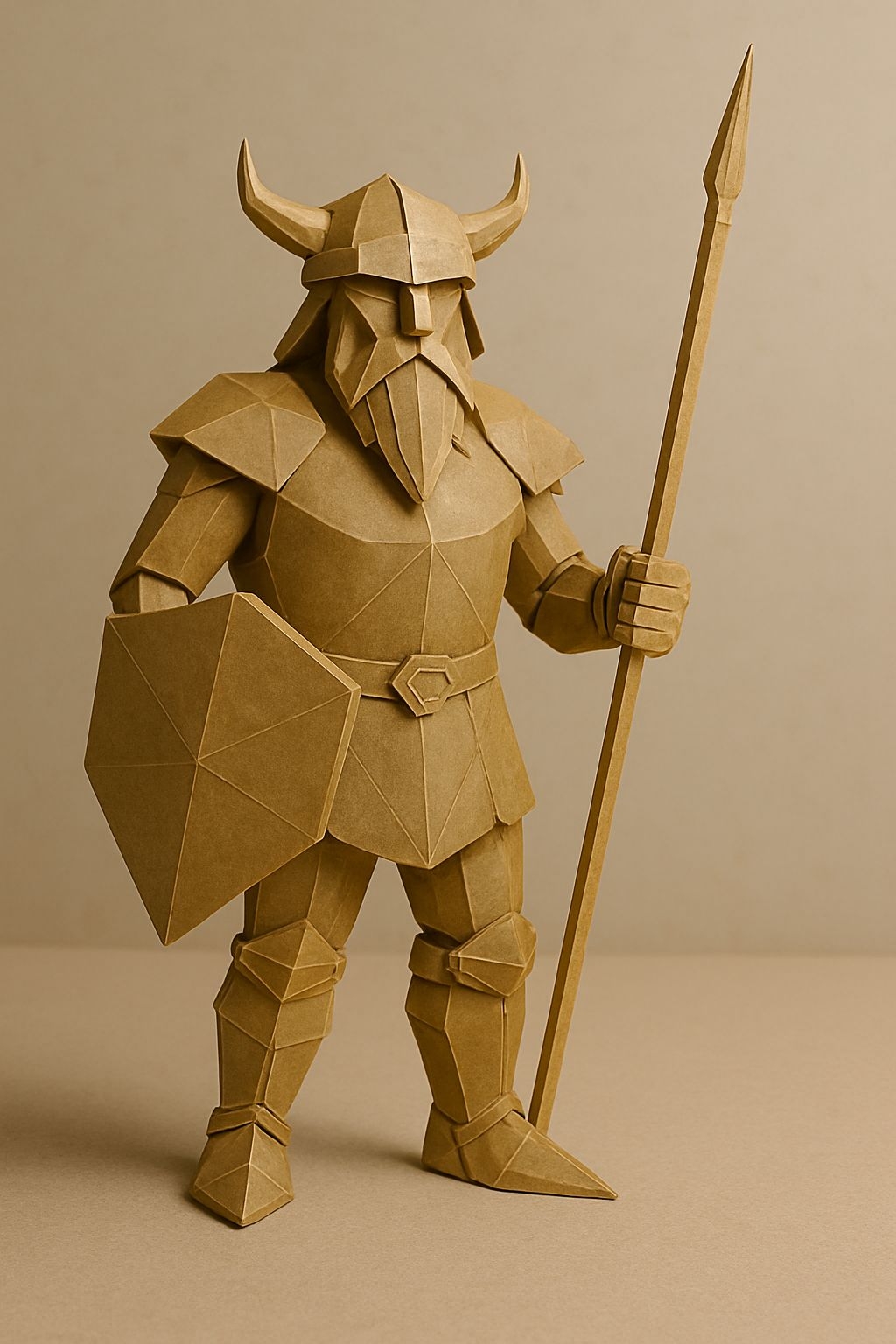 Intricate Paper Sculpture of a Viking Warrior Art