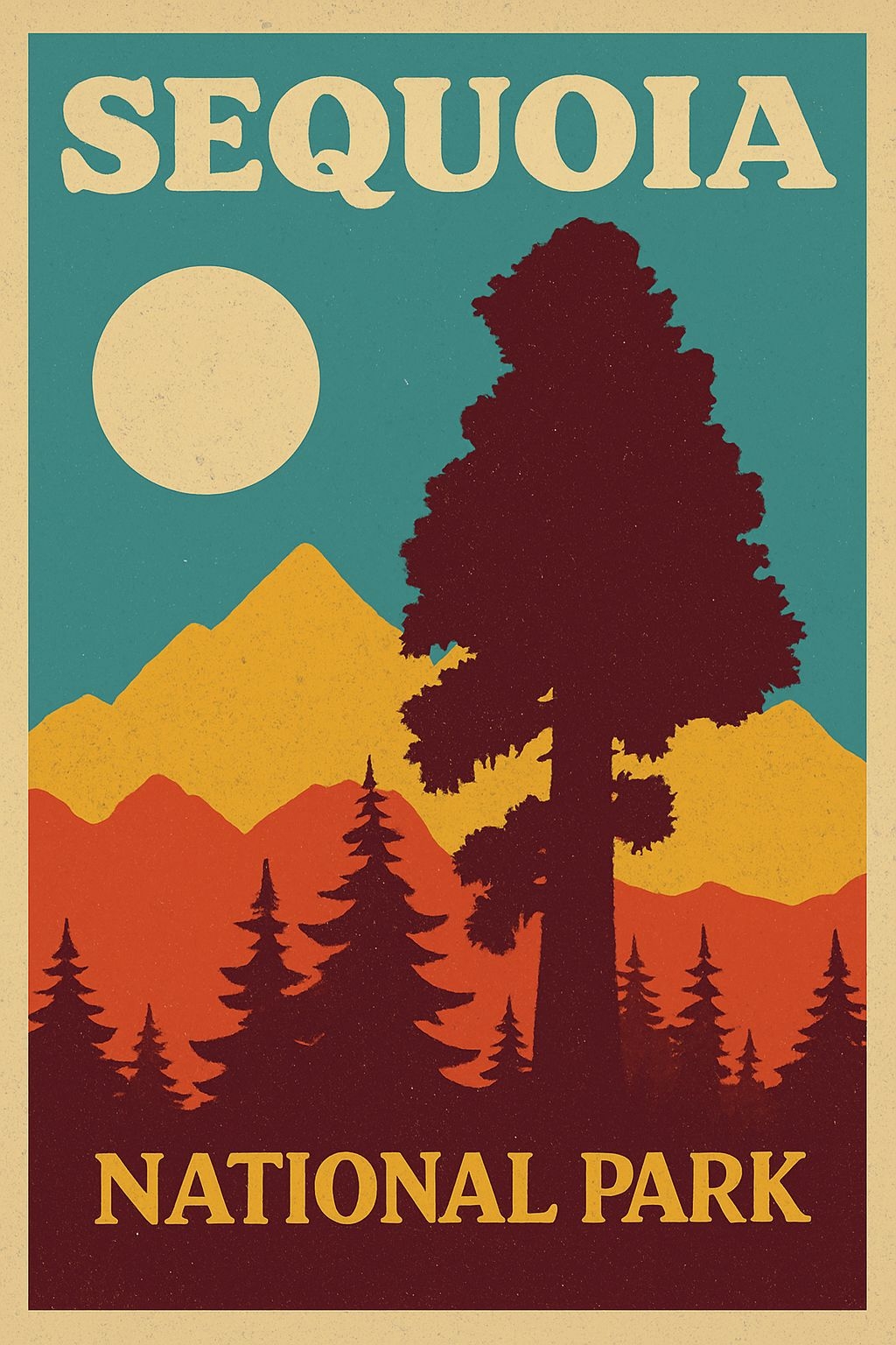 Vintage Sequoia National Park Travel Poster Design