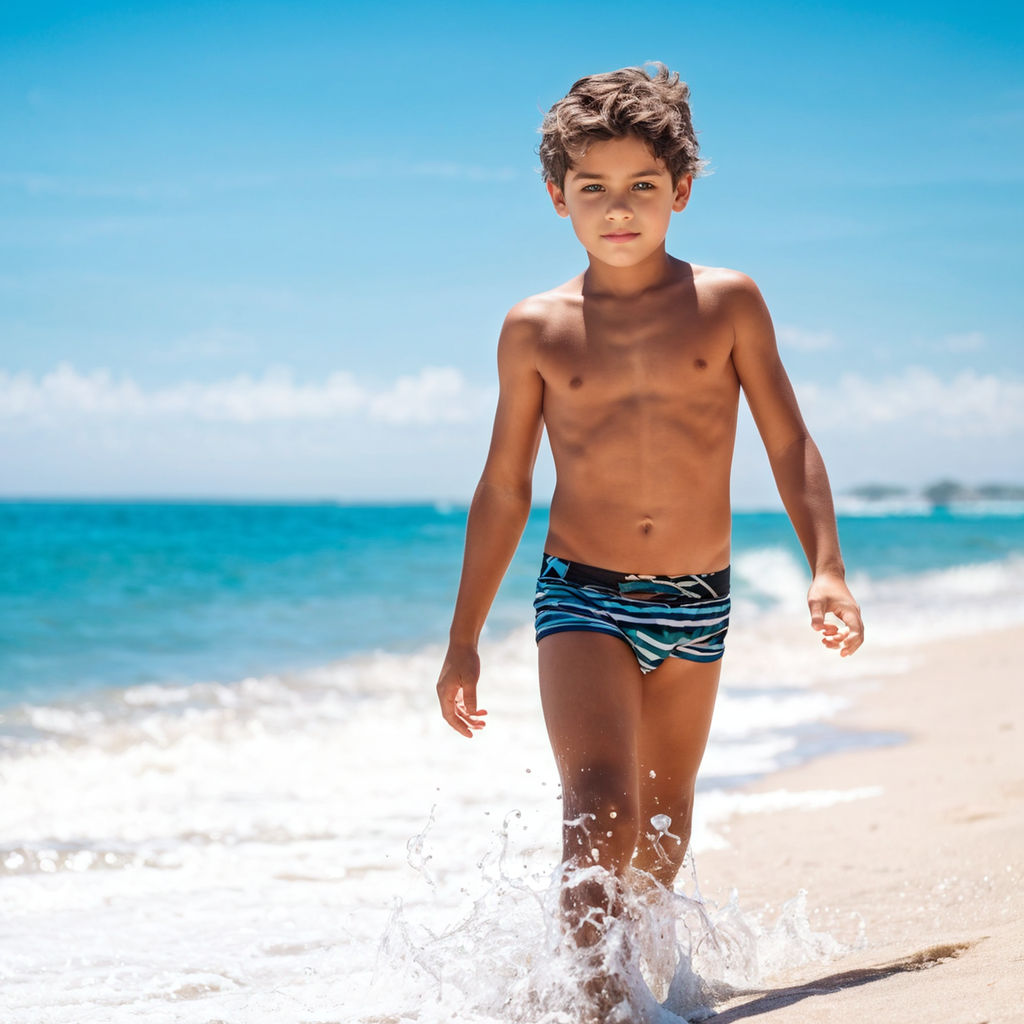 Young boy in speedo