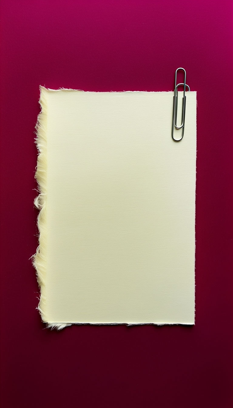 Minimalist Off-White Paper with Silver Clip on Crimson Background Social Media Post