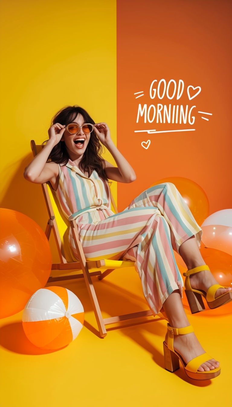 Joyful Summer Morning Vibes with Beach Props Photography Ads