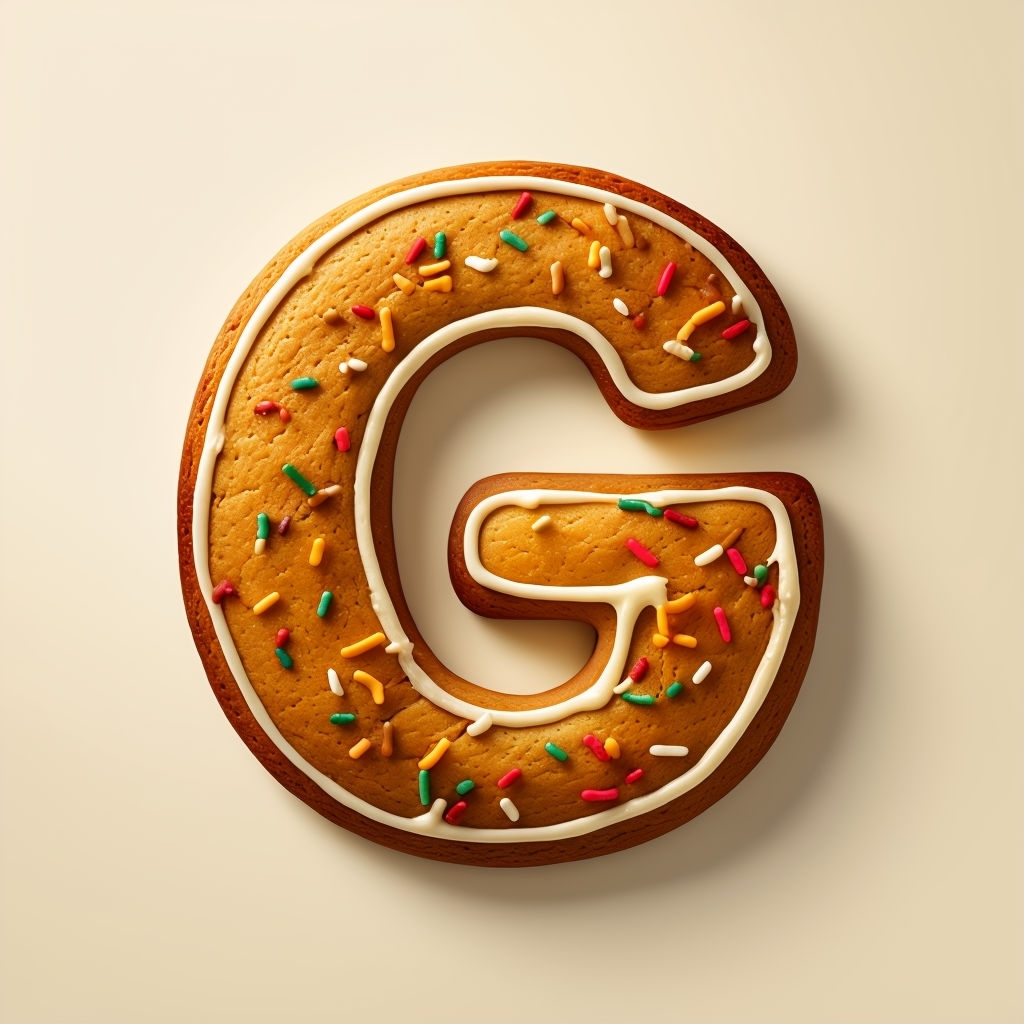 Artisanal Gingerbread G Cookie Monogram Design for Holiday Treats Monogram