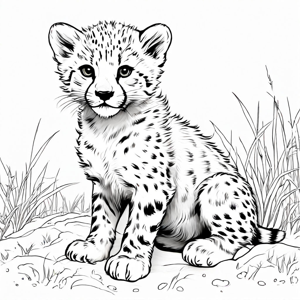 Simple easy minimalist baby Cheetah. coloring page by Melanie H