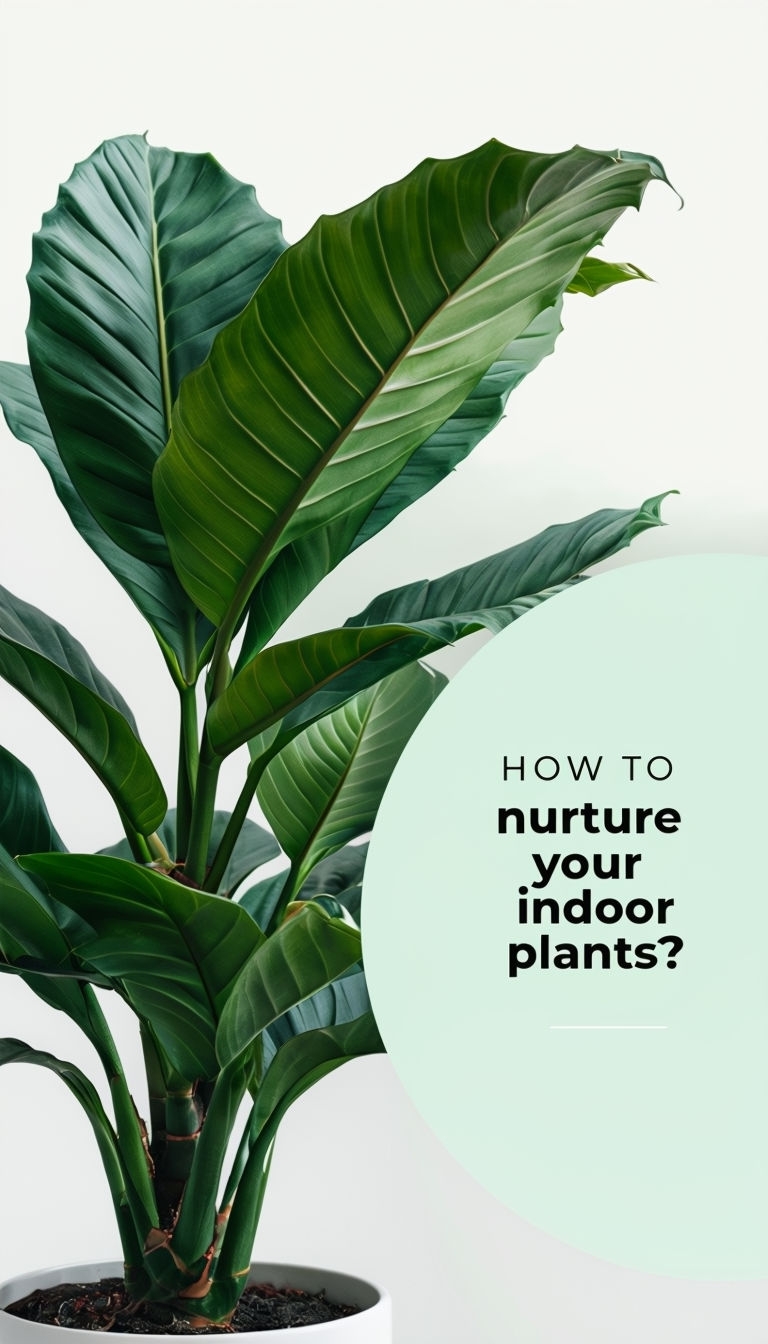 Vibrant Indoor Plant Photography with Text Overlay Poster