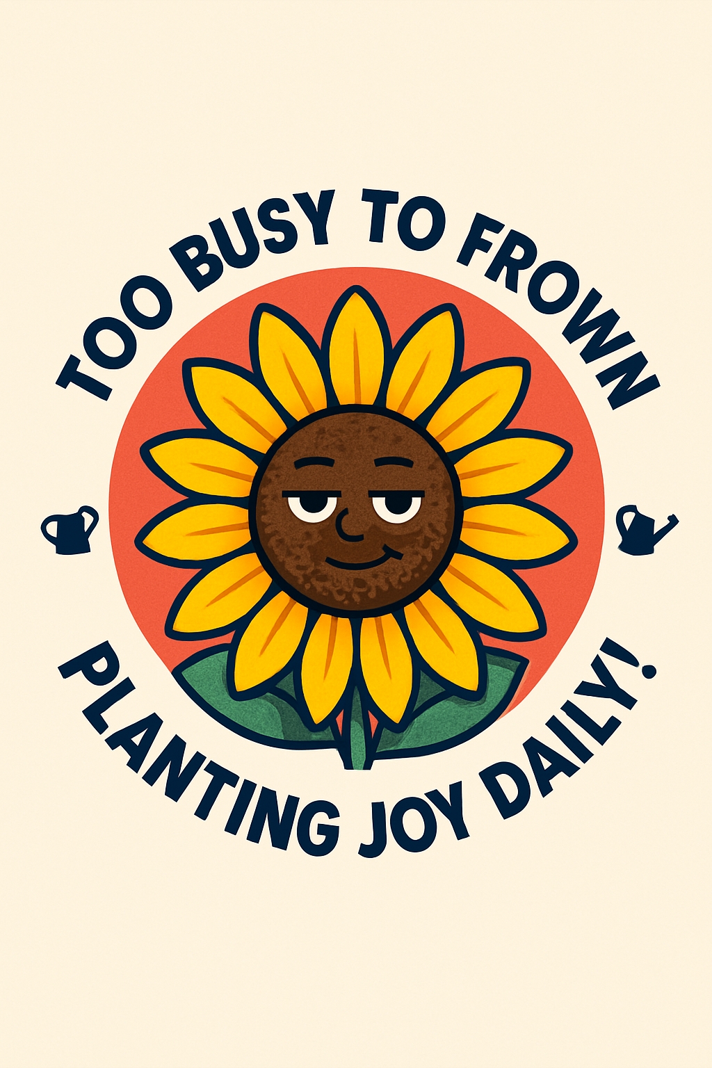 Cheerful Cartoon Sunflower with Motivational Text T-Shirt