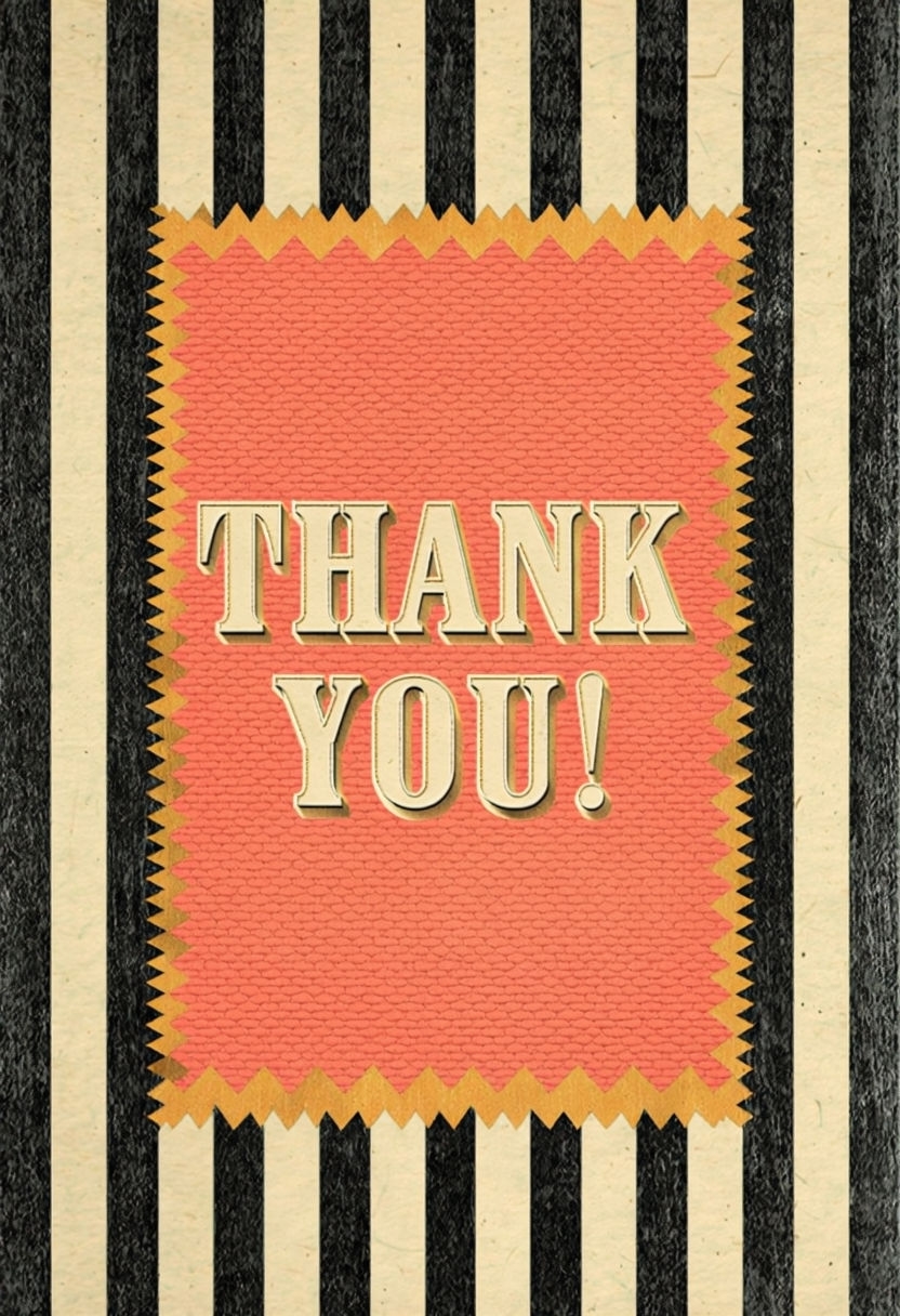 Vintage Thank You Card with Bold Stripes and Textured Design Cards & Invites