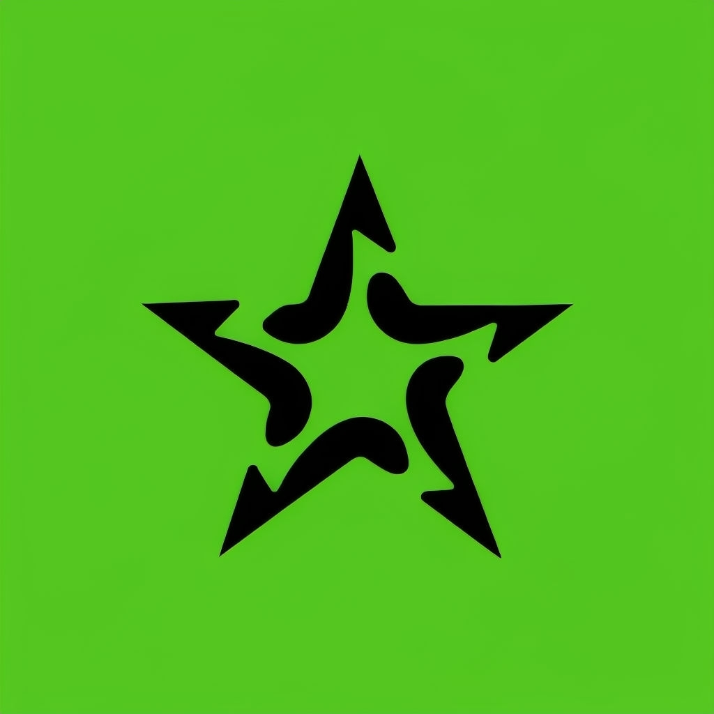 Bold Black Star Minimalist Graphic on Lime Green Background Logo