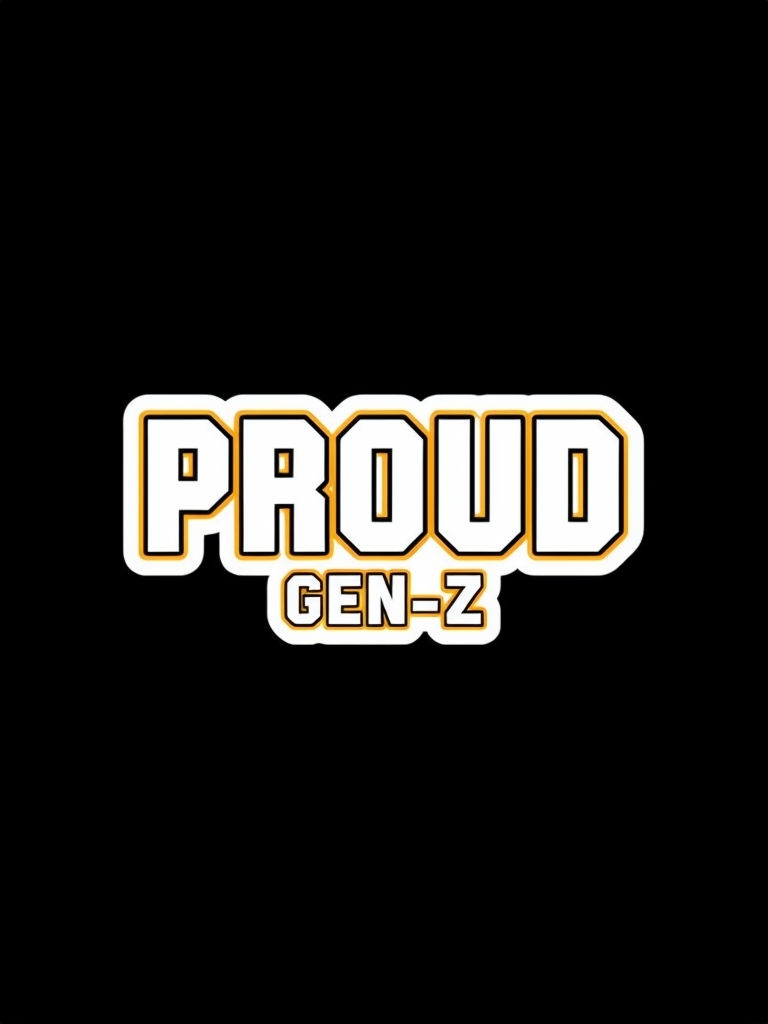 Bold Proud Gen-Z Text Graphic on Black Background T-Shirt