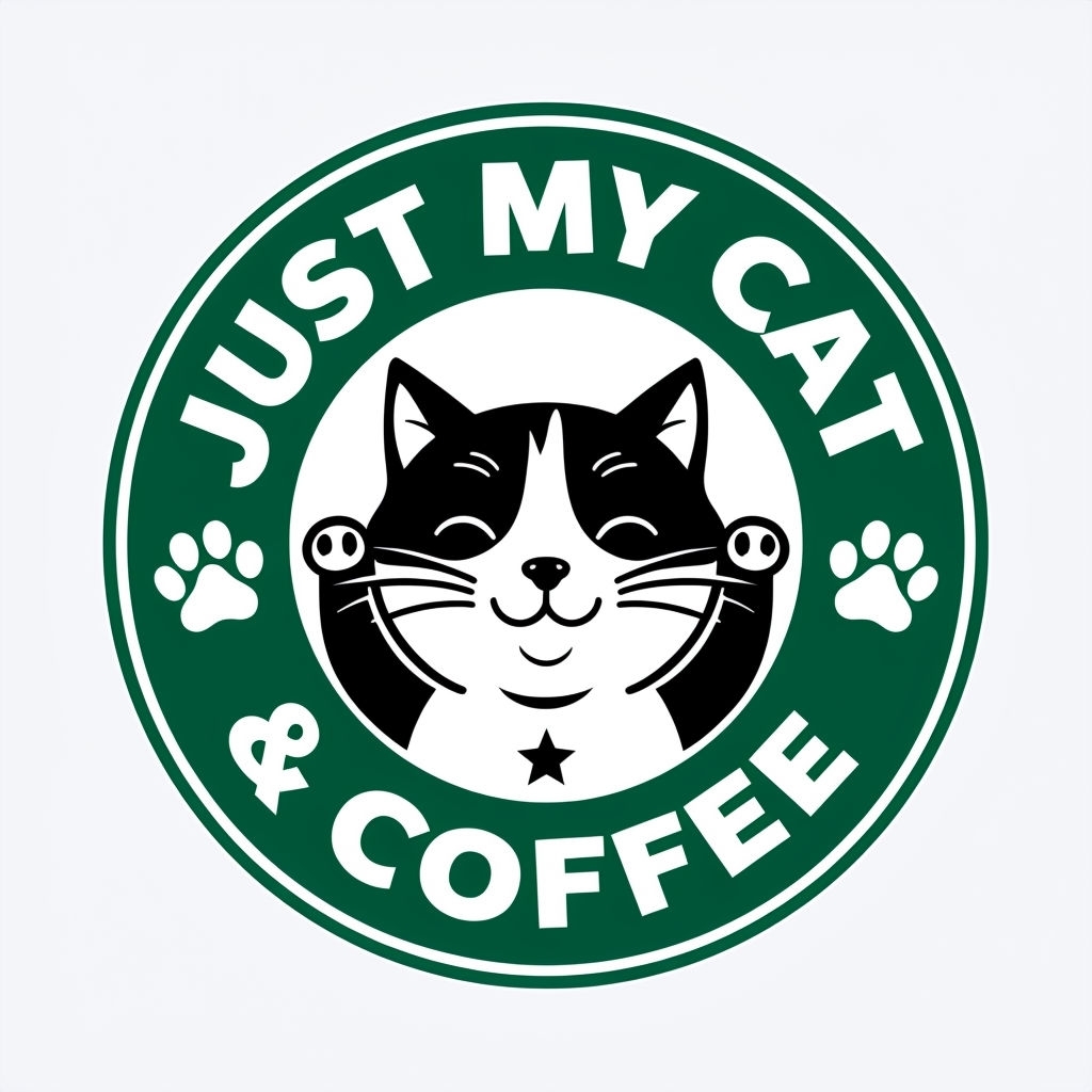 Cute Cat Face with Coffee Circular Illustration Mug
