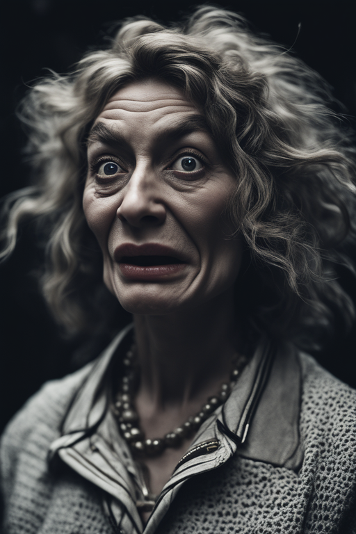 Weird woman making exaggerated ugly facial expressions by Shapula