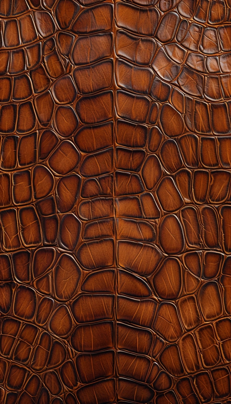 Intricate Brown Reptile Pattern Leather Phone Case Design