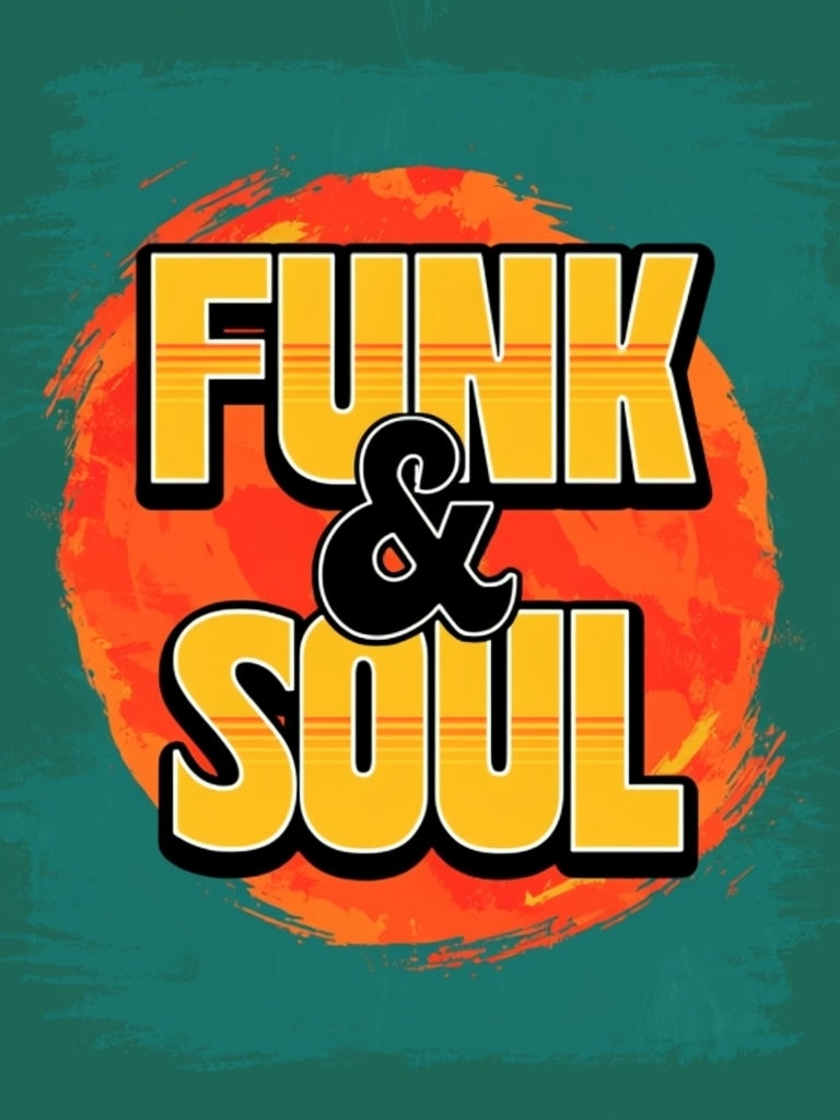 Vibrant Funk & Soul Retro Art with Bold Text Design Poster