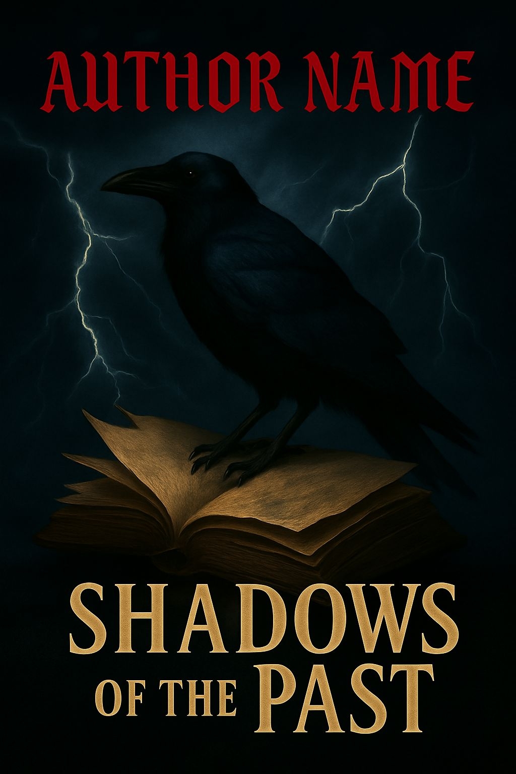 Dark Fantasy Raven and Aged Book EBook Cover Design