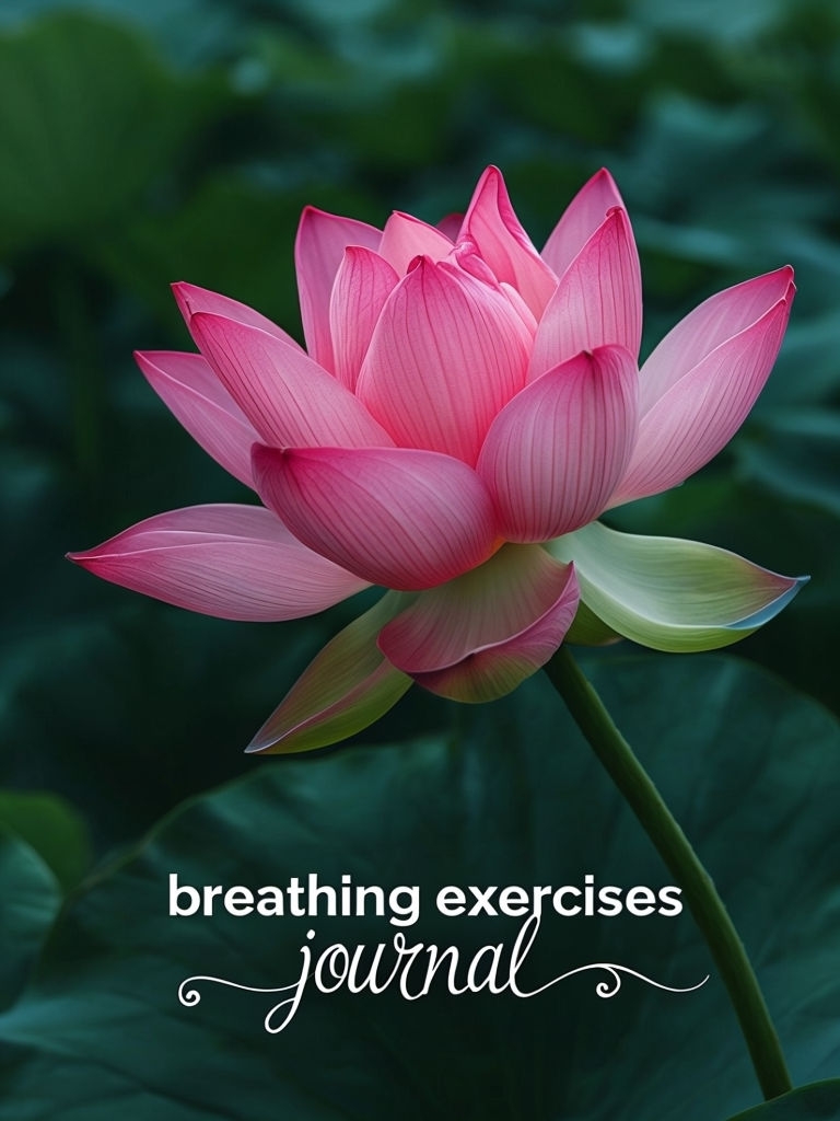 Vibrant Pink Lotus Flower with Breathing Exercises Journal EBook Cover