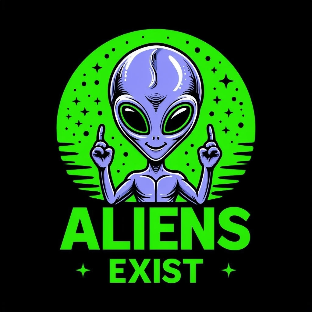 Friendly Cartoon Alien with Cosmic Aura Graphic T-Shirt