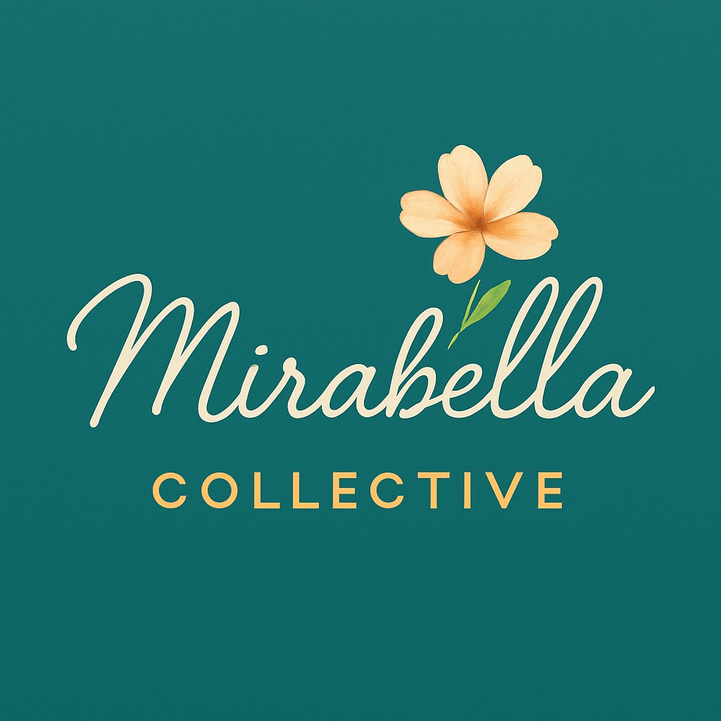 Elegant Teal Mirabella Collective Logo Design with Flower