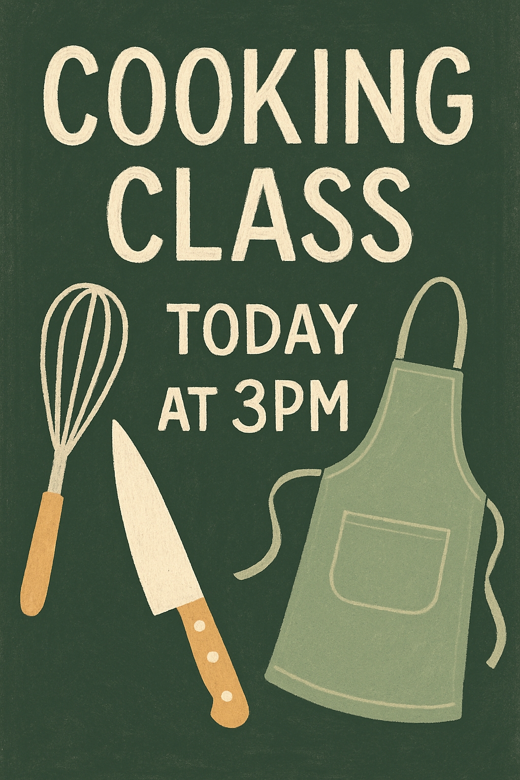 Minimalist Retro Cooking Class Poster with Utensils Design Event Sign