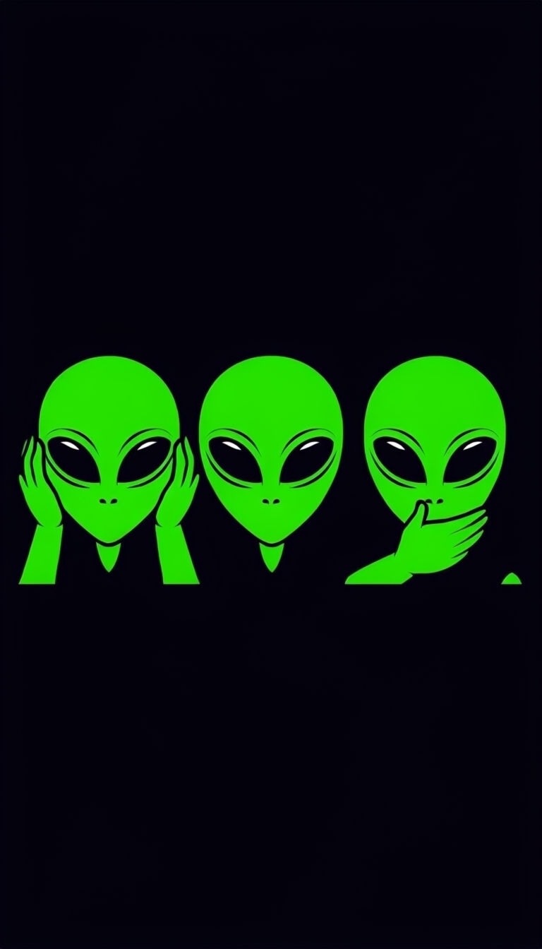 Vibrant Alien Heads Hear No Evil See No Evil T-Shirt