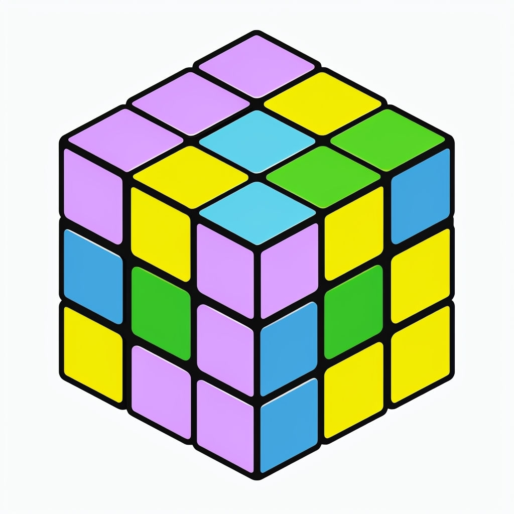 Colorful Rubik's Cube Geometric Illustration Sticker