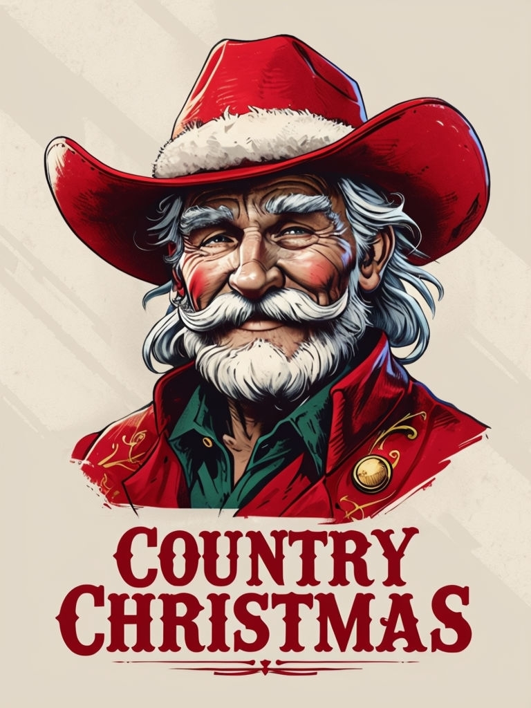 Vintage Cowboy Santa with Country Christmas Text T-Shirt