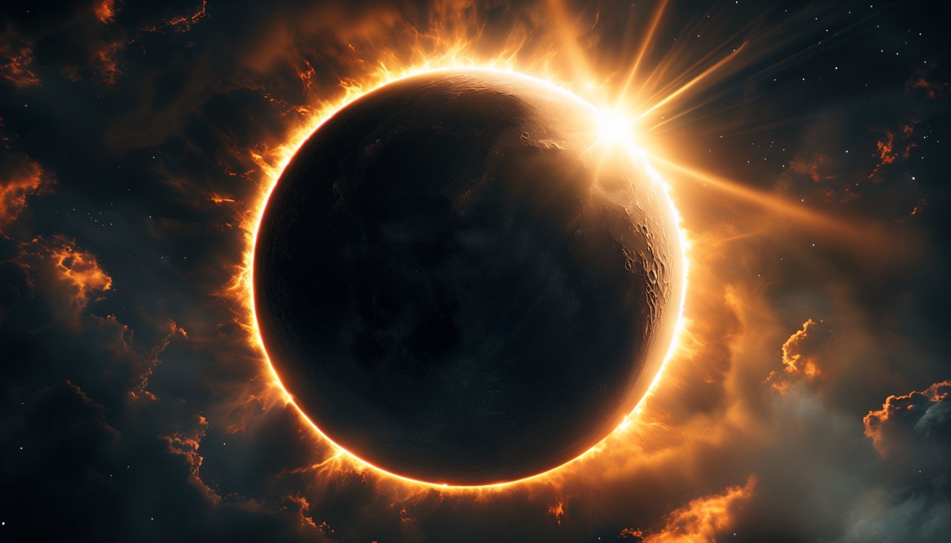 Dramatic Total Solar Eclipse Digital Artwork for Virtual Backgrounds